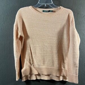 Lauren Ralph Lauren‎ Sweater Cotton Waffle Knit Peach quiet luxury capsule
